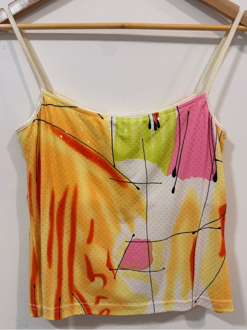 Joseph Ribkoff Abstract Sunrise Multicolor Y2k Women's Cami Tank Top Size 10 - Picture 3 of 6